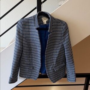 Blue and White Textured Blazer